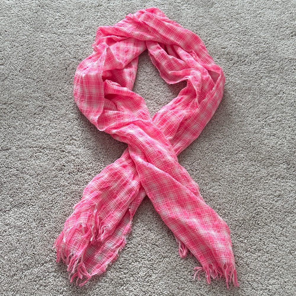 J. Crew Pink Plaid Tissue Scarf